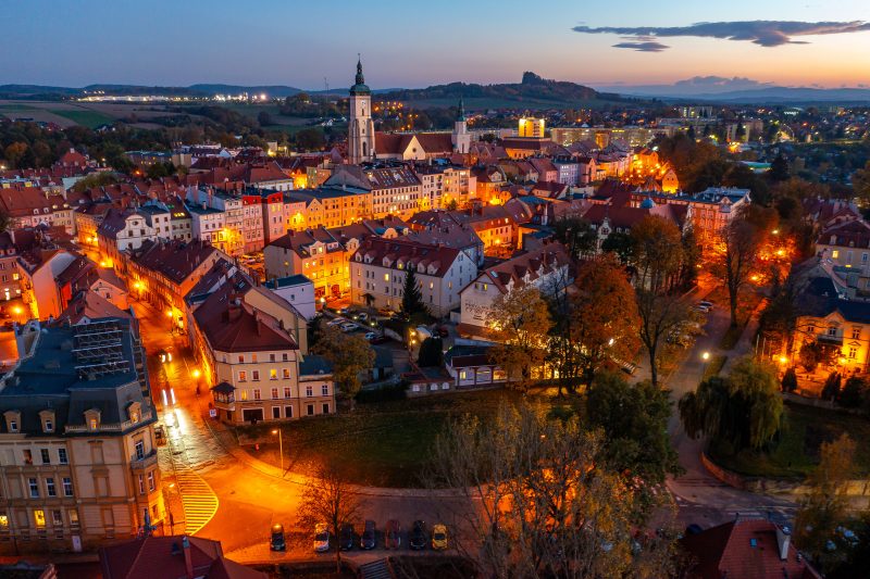 Panorama Złotoryi widziana z lotu ptaka